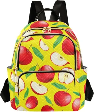 Sinestour Foliage Red Fruit Yellow Women Backpack Purse Large Capacity Casual Daypack Leather Handle Travel Work Ladies Backpack