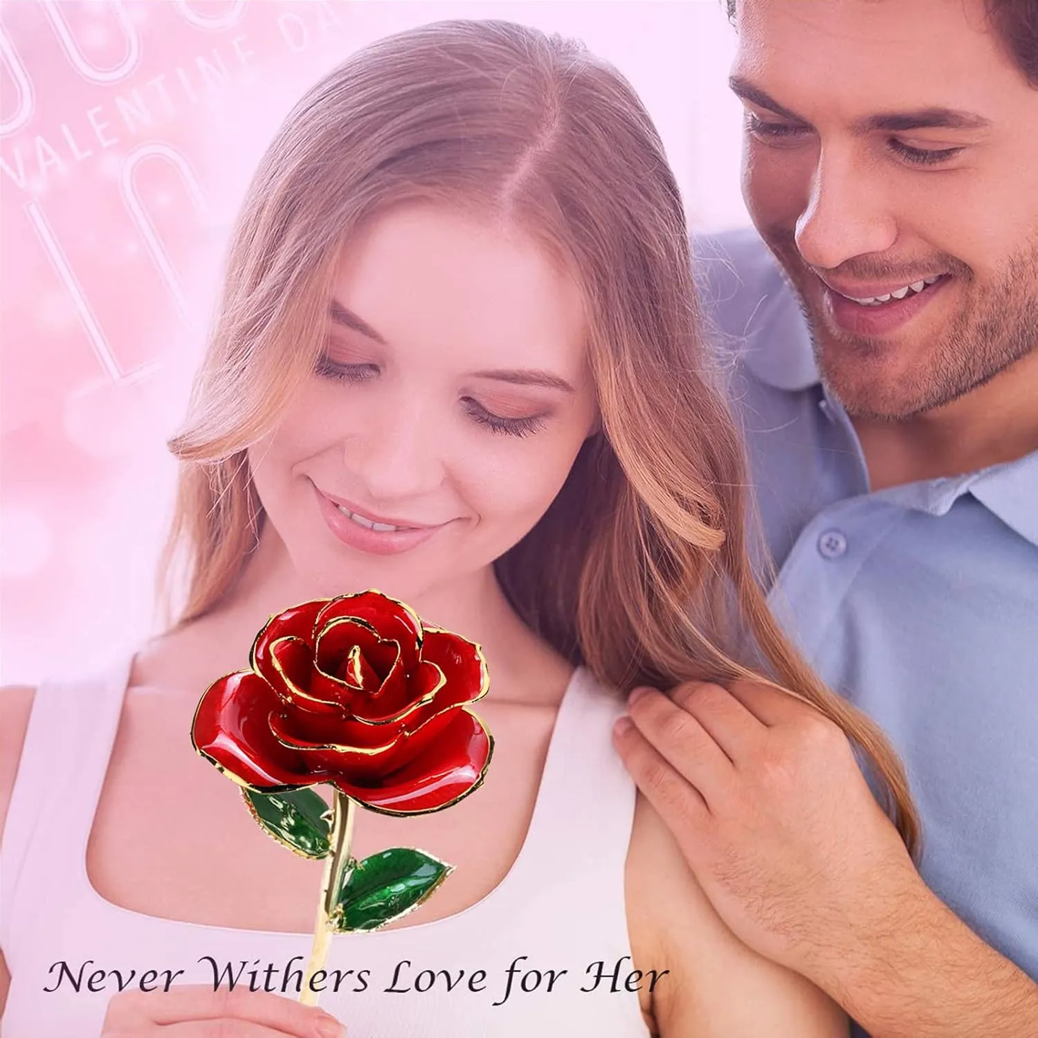 Sinvitron Gold Dipped Infinity Rose - Eternal Resin-Preserved Rose | Forever Flower Decor for Birthdays, Mother’s Day, Anniversaries | Unique Gift for Women, Mom, Wife (Red)
