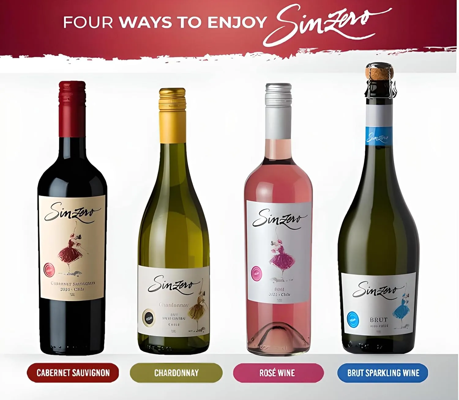 SINZERO Rose - Non Alcoholic Rose Wine - Low Calories, Vegan Suitable, 25.4 FlOz