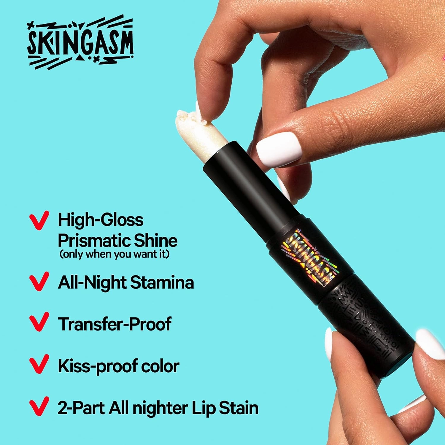 SKINGASM All Nighter Lip Stain & Lip Transformer- A Cruelty-Free Dual-Sided Matte Lipstick and Lip Gloss - Long Lasting Lipstick & Prismatic Shine - Kiss-Proof Color (Pucker Up (Red Orange))