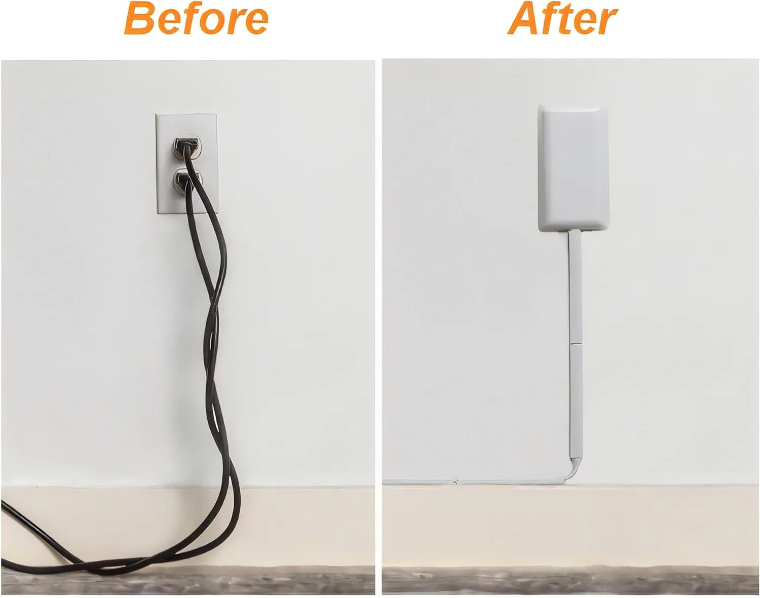Sleek Socket No Shock Child Protector, Outlet & Plug Concealer with Protective Cord Clips, 8-Foot Flat Extension Cord with Multiple Outlets, Baby Proofing Outlet Cover, No Access To Dangerous Cords