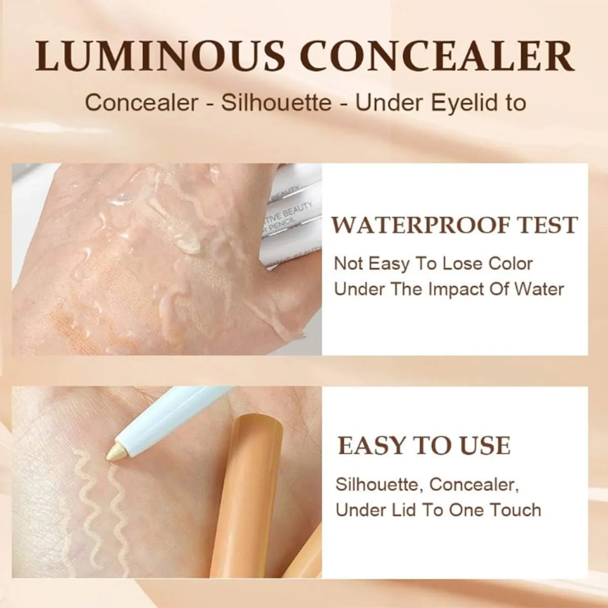 Slideach Multifunctional Concealer Stick,Waterproof Full Coverage Beauty Concealer Pencil,Change Lip Line,Lift Brow Bone,Refine Brow Shape,Conceal Tear Trough,Dark Circle,Modify Face (02#Natural, 1)