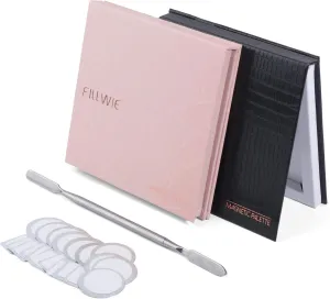 Small Empty Magnetic Makeup Palette with Mirror, 2Pack Palettes, Long Spatula, 20 Metal Stickers, Suitable for Eyeshadow Lipstick Blush Powder Highlighter and Contour (Pink  Black, Small)