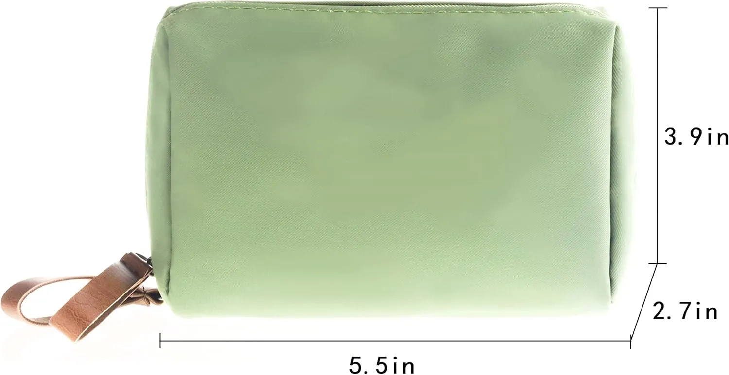 Small Makeup Bag for Purse Portable Waterproof Cosmetic Bag Travel Makeup Pouch for Women (Green, Square)