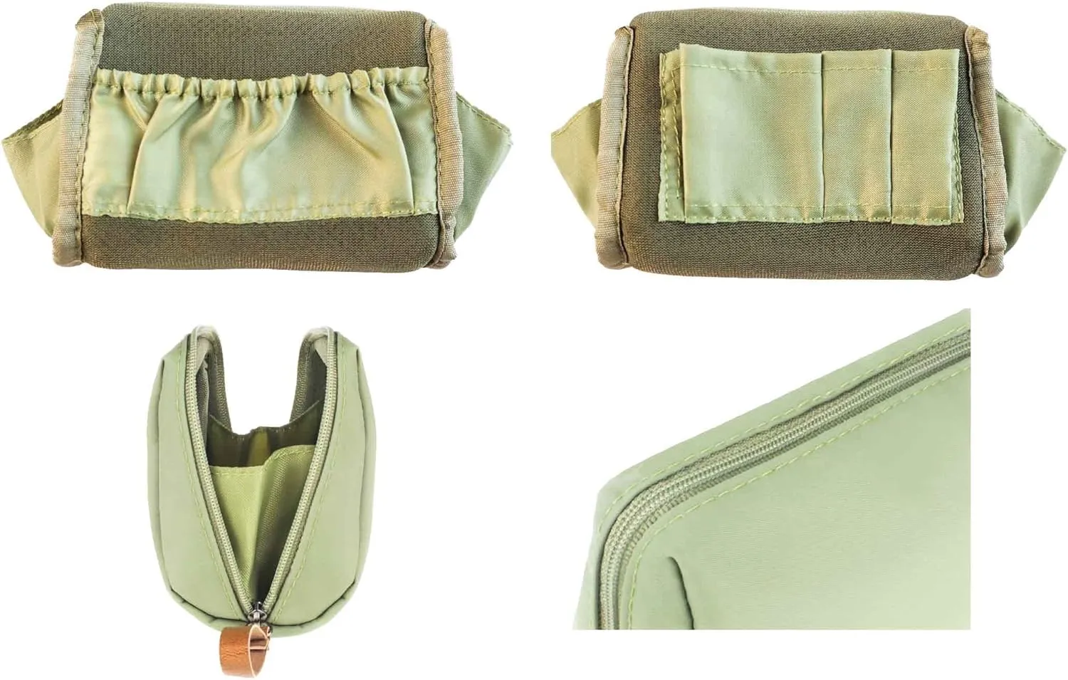Small Makeup Bag for Purse Portable Waterproof Cosmetic Bag Travel Makeup Pouch for Women (Green, Square)