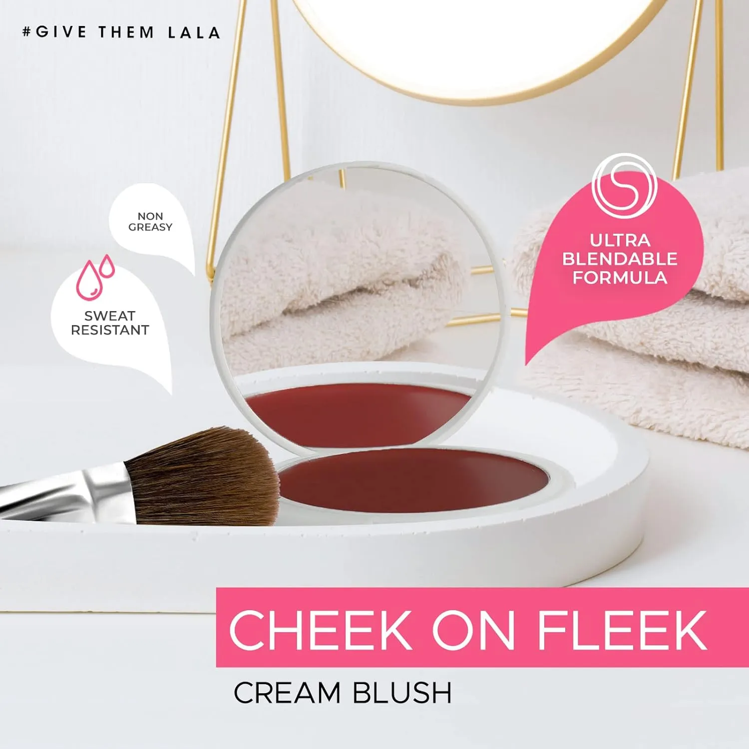 Soft Bronzed Cream Blush, ‘Slide In The DM’ By Give Them Lala- Ultra-Blendable Cream Blush For Cheeks- Natural Creamy Makeup Blush- Cruelty-Free Pigmented Cheek Tint- Water & Sweat Resistant, 0.26oz