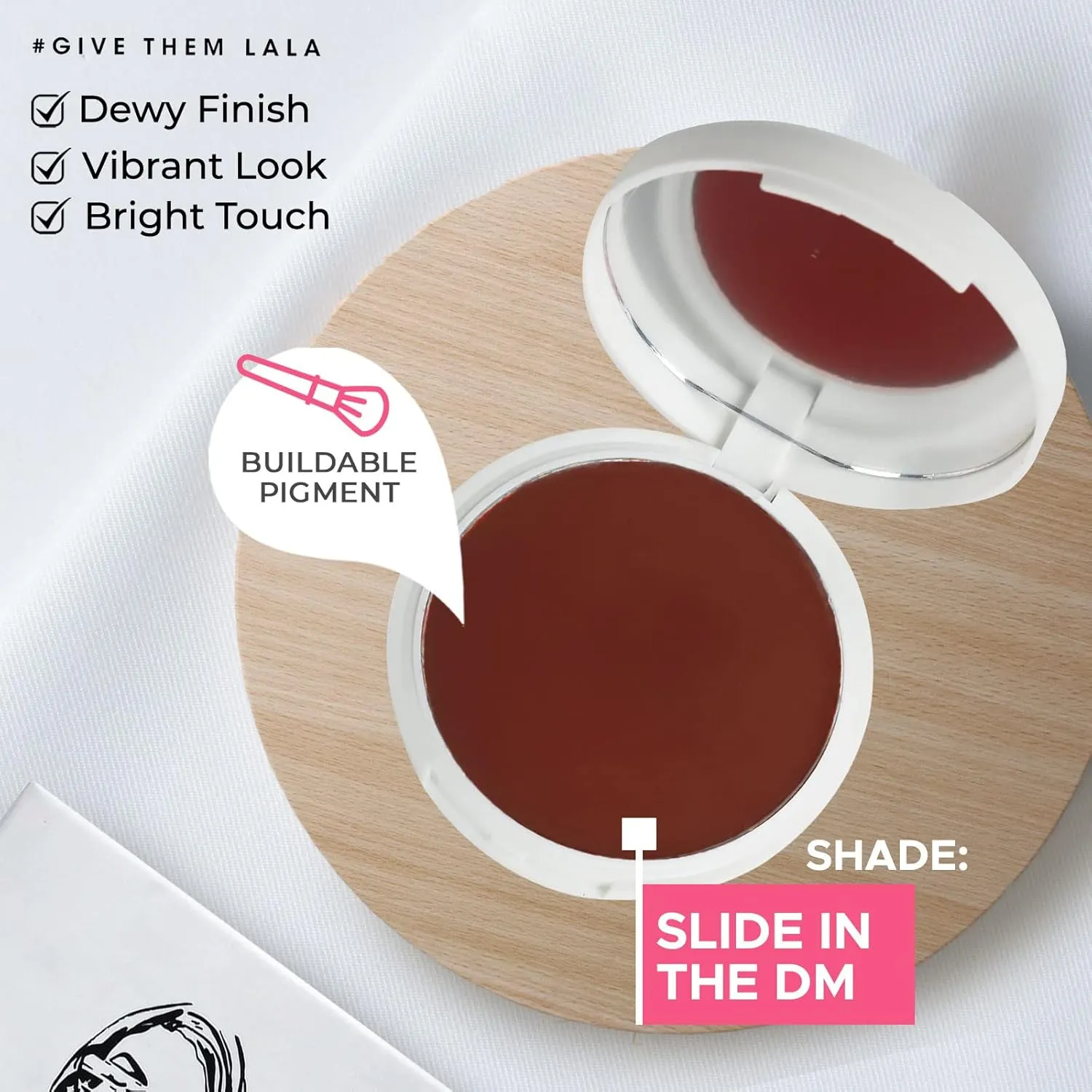 Soft Bronzed Cream Blush, ‘Slide In The DM’ By Give Them Lala- Ultra-Blendable Cream Blush For Cheeks- Natural Creamy Makeup Blush- Cruelty-Free Pigmented Cheek Tint- Water & Sweat Resistant, 0.26oz