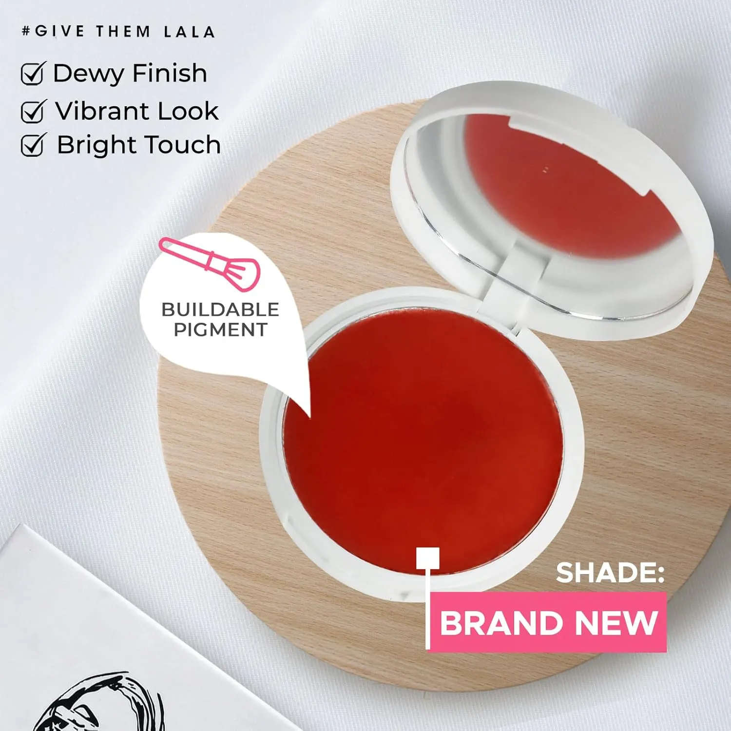 Soft Coral Cream Blush, ‘Brand New’ By Give Them Lala- Ultra-Blendable Cream Blush For Cheeks- Natural Creamy Makeup Blush- Cruelty-Free Pigmented Cheek Tint- Water & Sweat Resistant, 0.26oz