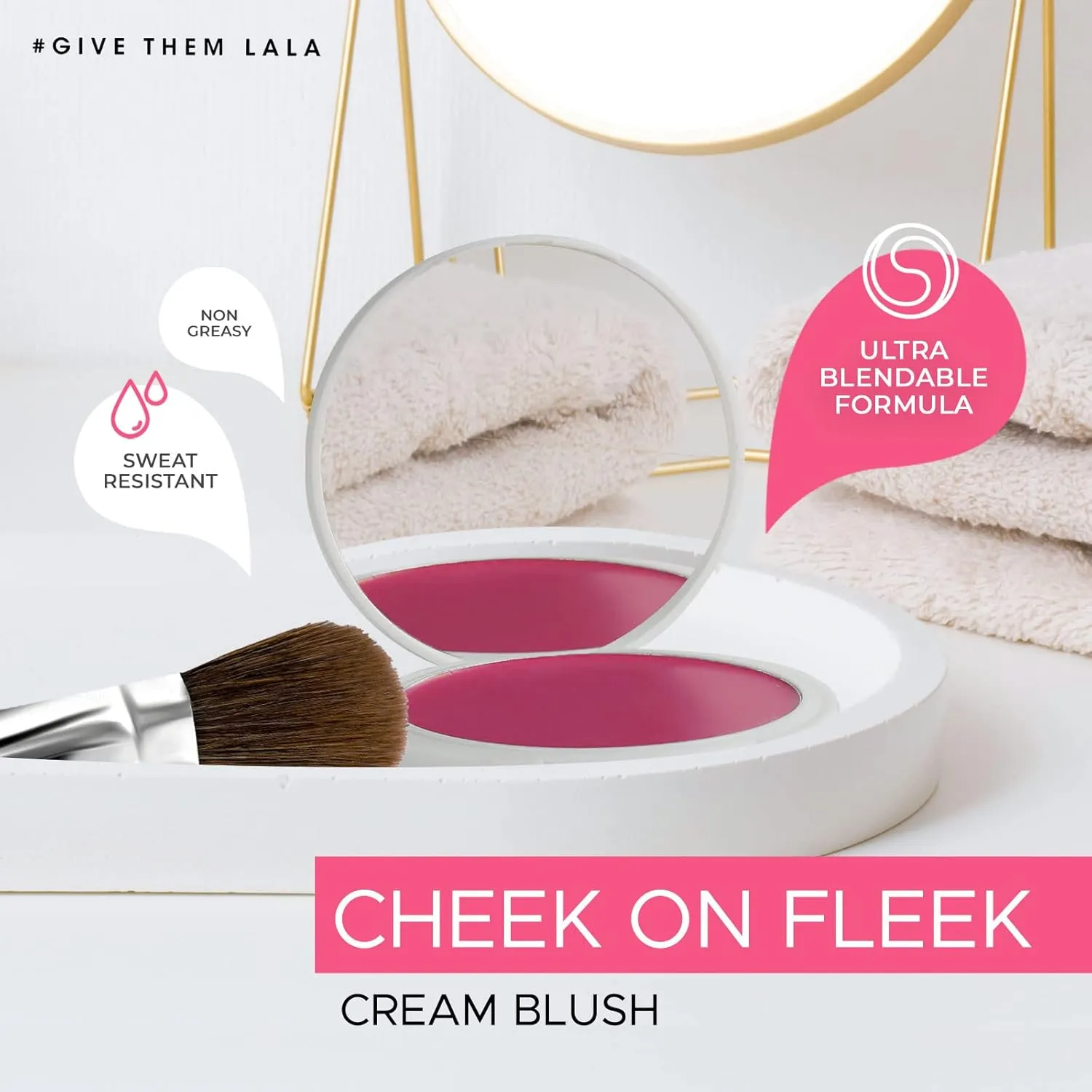 Soft Pink Cream Blush, ‘We Don’t Know Her’ By Give Them Lala- Ultra-Blendable Cream Blush For Cheeks- Natural Creamy Makeup Blush- Cruelty-Free Pigmented Cheek Tint- Water & Sweat Resistant, 0.26oz