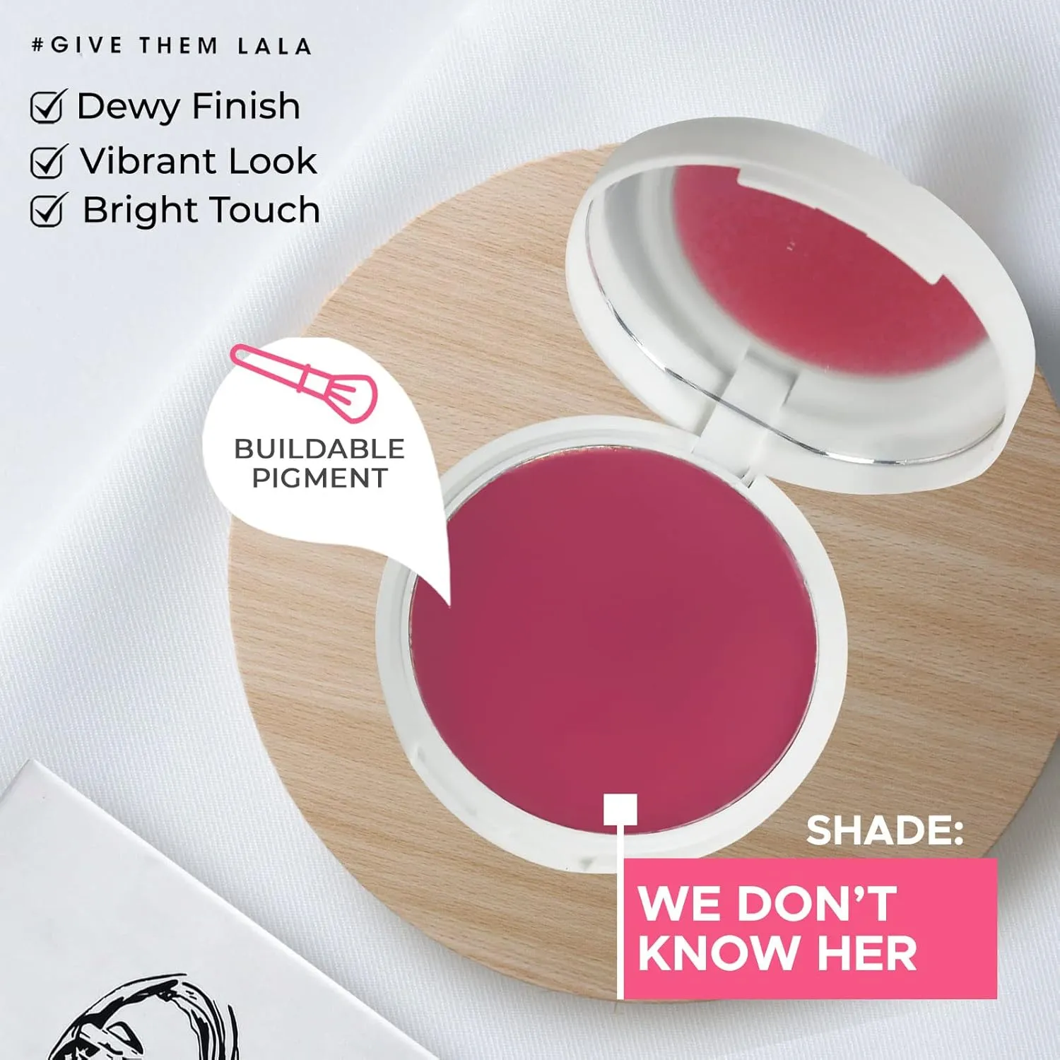 Soft Pink Cream Blush, ‘We Don’t Know Her’ By Give Them Lala- Ultra-Blendable Cream Blush For Cheeks- Natural Creamy Makeup Blush- Cruelty-Free Pigmented Cheek Tint- Water & Sweat Resistant, 0.26oz