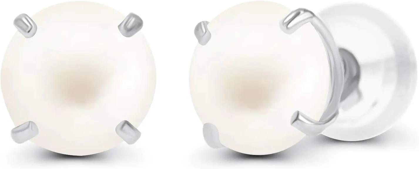 Solid 14K Yellow, White or Rose Gold 4mm Round Genuine Gemstone Birthstone Prong Set Stud Earrings For Women
