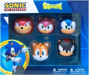 Sonic The Hedgehog Metallic Series 2 SquishMe Collector Box – 5 Strawberry-Scented Soft Foam Figures (Sonic, Tails, Knuckles, Shadow, Amy Rose)