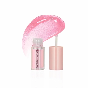 Sophia   Mabelle Hydrating Lip Oil – Lightweight, Non-Sticky & High-Shine Lip Gloss Oil – Moisturizing, Nourishing, Soothing Tinted Formula for Soft Lips – 3.7g (Juice Bar (Pinky Clear), 3.7g)