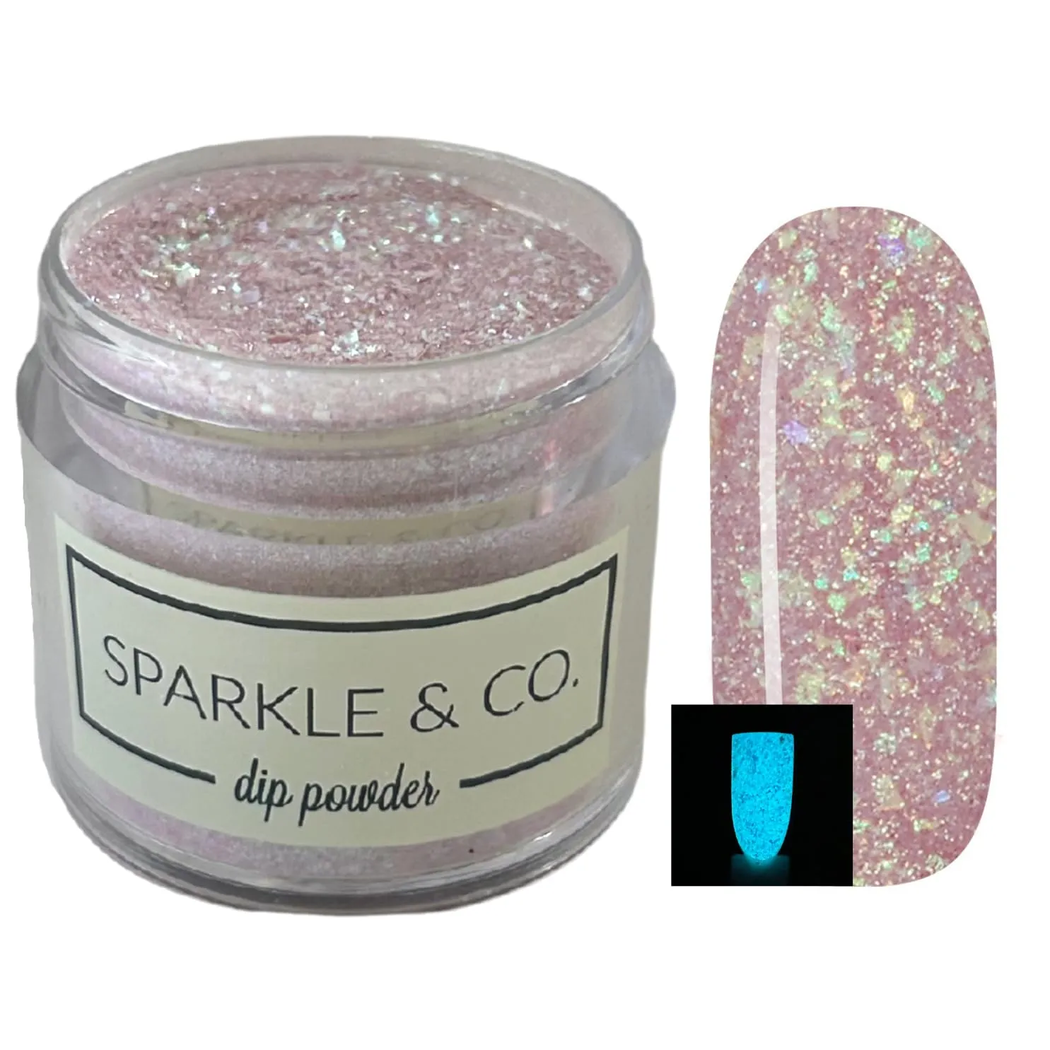 Sparkle & Co. Dip Powders – dp.311 Blush Gloss (Shimmer Gloss Opal with Glow) 1 Ounce Dipping Powder Jar For Manicure DIY Summer Shade, No Lamp Needed