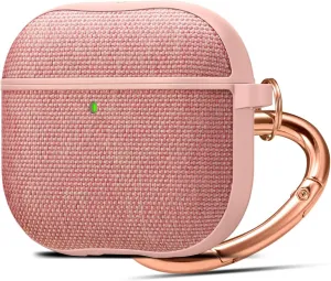 Spigen Urban Fit Designed for AirPods 4 Case (2024) Premium Fabric Cover with Carabiner Key Chain - Rose Gold