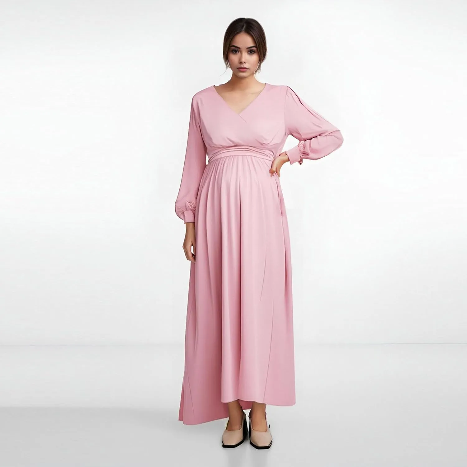 Spring Maternity Dress,Polka dot midi Dresses wrap Casual Flowy Plus Size Spring Dresses for Women Party