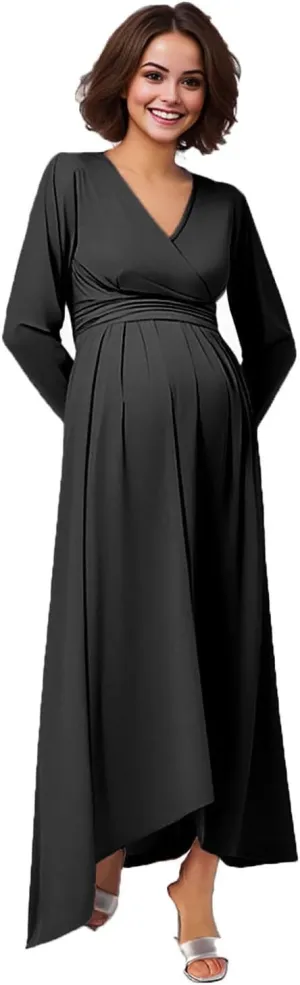 Spring Maternity Dress,Polka dot midi Dresses wrap Casual Flowy Plus Size Spring Dresses for Women Party