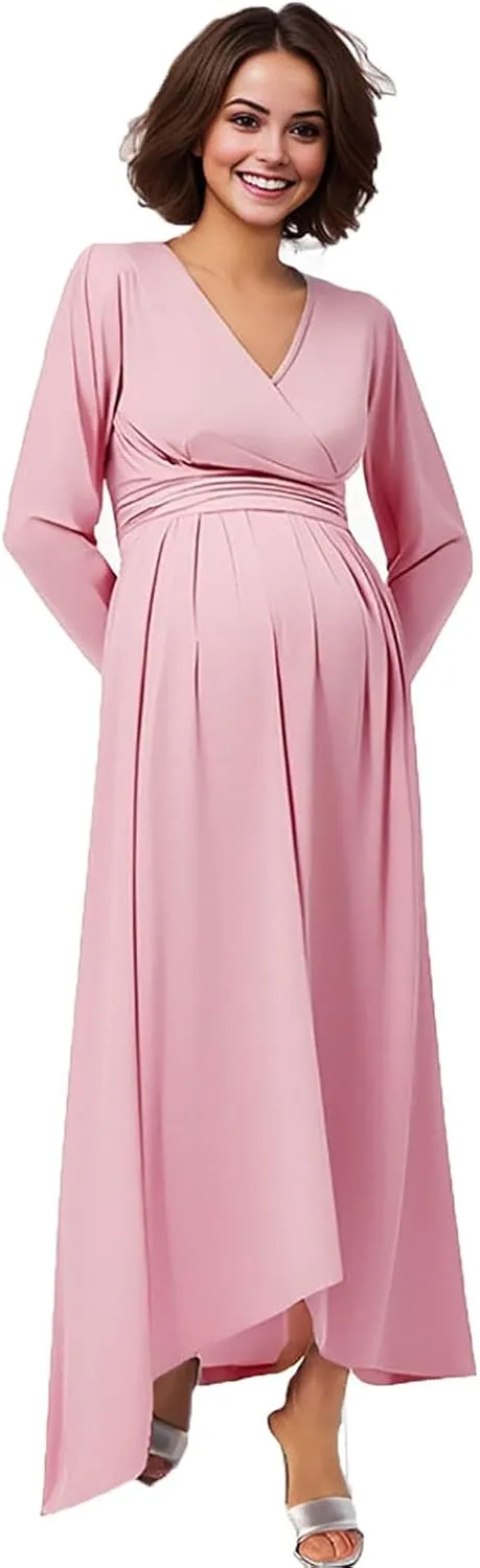 Spring Maternity Dress,Polka dot midi Dresses wrap Casual Flowy Plus Size Spring Dresses for Women Party