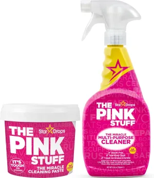 Stardrops - The Pink Stuff - The Miracle Cleaning Paste and Multi-Purpose Spray 2-pack Bundle (1 Cleaning Paste, 1 Multi-Purpose Spray)