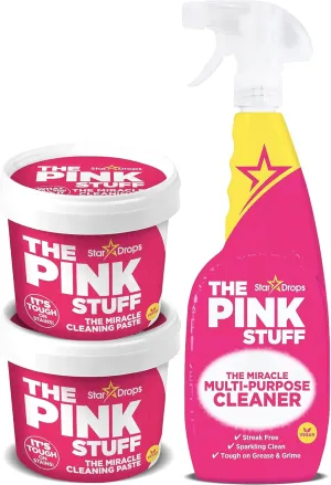 Stardrops - The Pink Stuff - The Miracle Cleaning Paste and Multi-Purpose Spray Bundle (2 Cleaning Paste, 1 Multi-Purpose Spray)