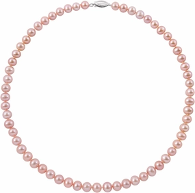 Sterling Silver Natural Pink Cultured Freshwater Pearl Strand Necklace