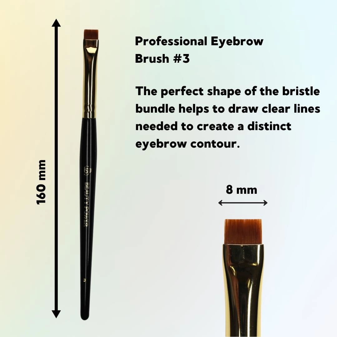 Straight Eyebrow Brushes (8mm), Straight Eyebrow Concealer Brushs, Brush for Drawing the Perfect Eyebrow Shape (Professional Brush #3), Black