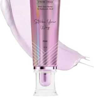 Strobe Cream - 30g | Primer   Highlighter   Moisturizer | Shea Butter & Hyaluronic Acid | Intense Hydration | Flawless Radiant Dewy Skin (Pink)