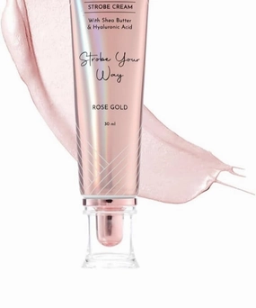 Strobe Cream - 30g | Primer   Highlighter   Moisturizer | Shea Butter & Hyaluronic Acid | Intense Hydration | Flawless Radiant Dewy Skin (Rose Gold)