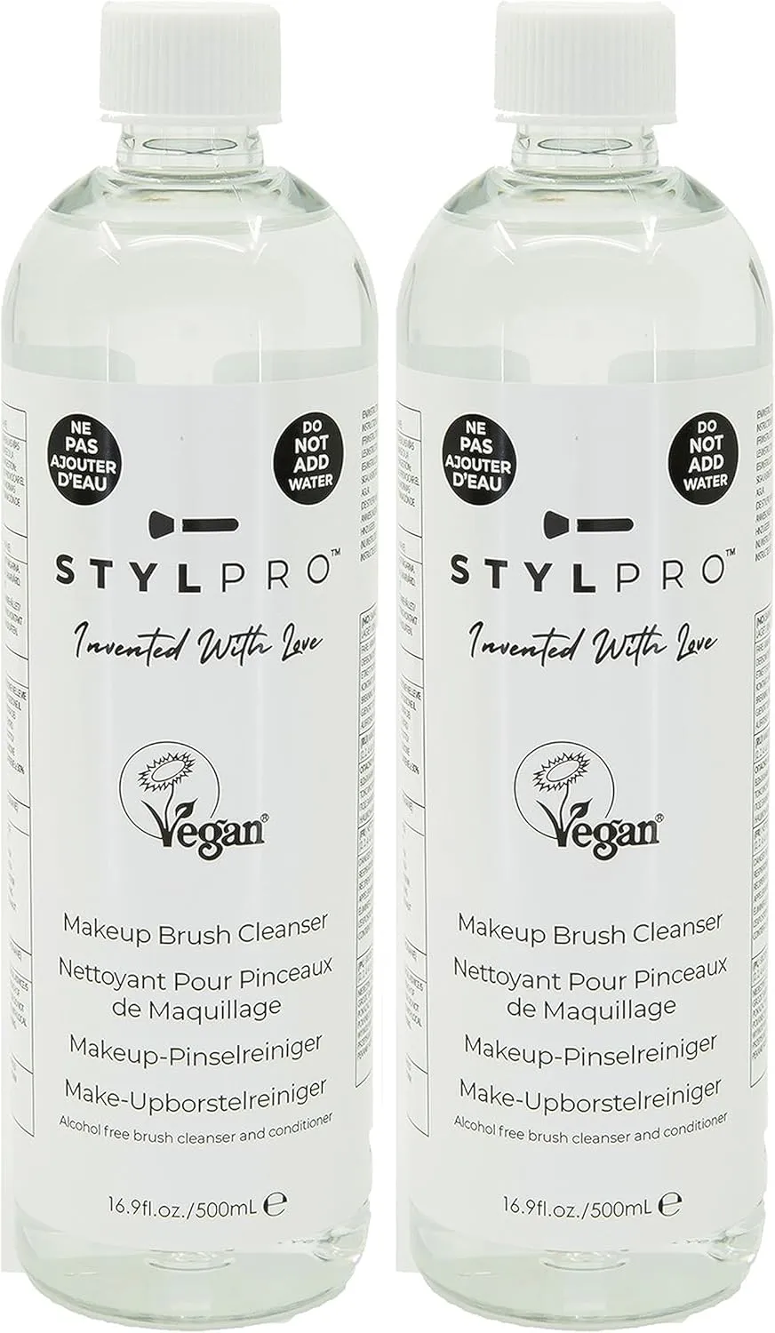 stylPro Brush Cleanser 2x500ml – Deep Cleaning Liquid for Makeup Brushes, Removes Stubborn Oil & Residue, Ideal for Use Brush Cleaner & Dryer Machine