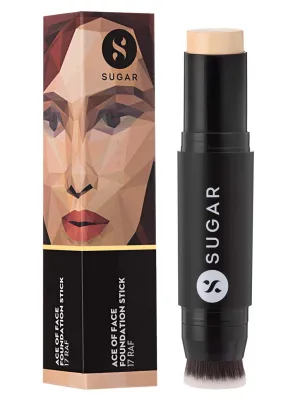 SUGAR Cosmetics Ace Of Face Foundation Stick for Full Coverage Waterproof Matte Finsh Makeup- 17 Raf (Light, Golden Undertone)