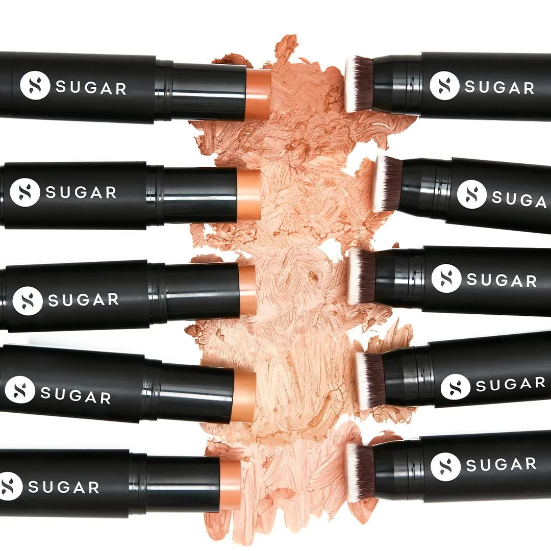 SUGAR Cosmetics Ace Of Face Foundation Stick with Inbuilt Brush - 40 Breve (Medium Beige, Warm Undertone) Full Coverage Waterproof Matte Finish