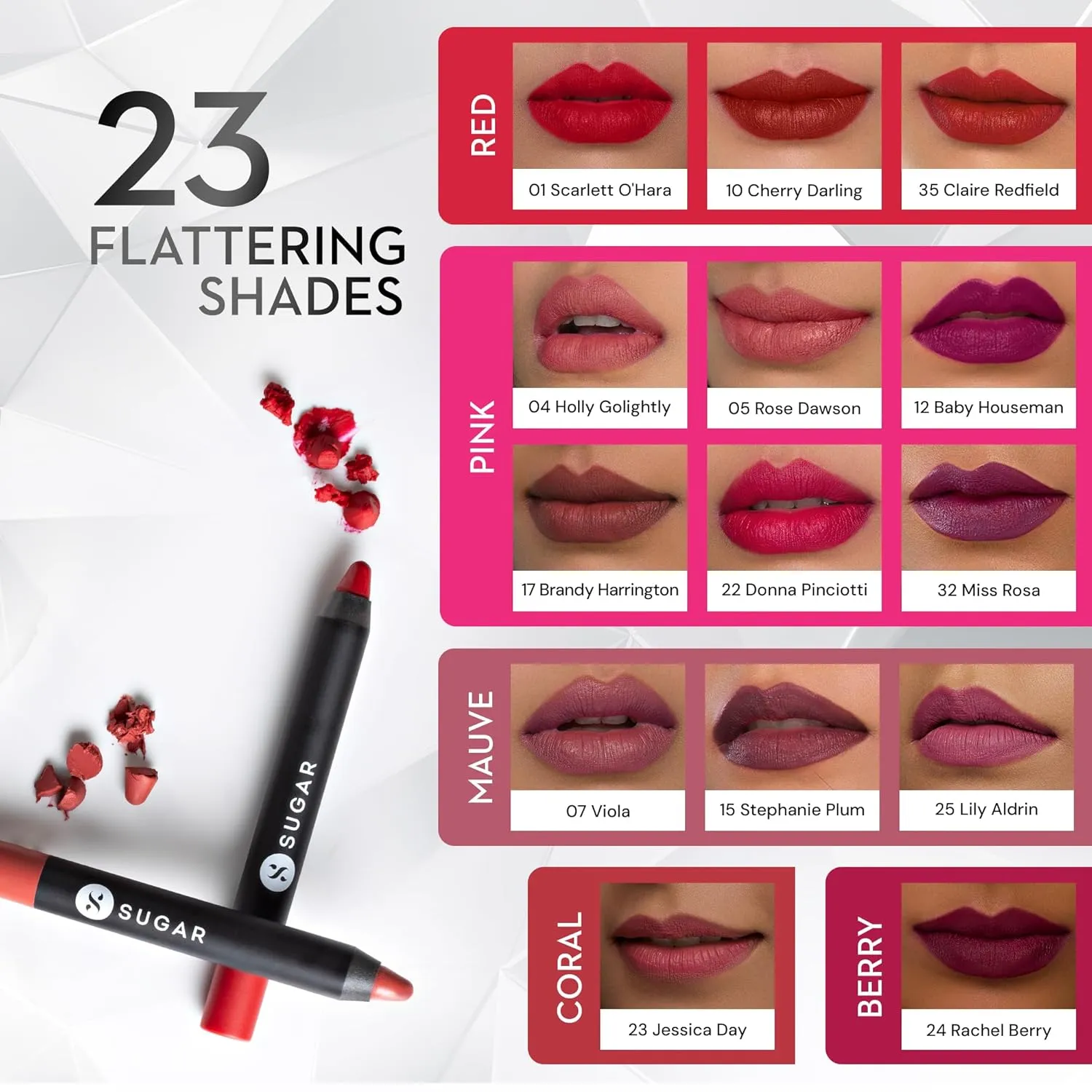 SUGAR Cosmetics Matte As Hell Crayon Lipstick - 01 Scarlett O'hara (Red) with Sharpener Highly Pigmented, Creamy Texture, Long Lasting Matte Finish