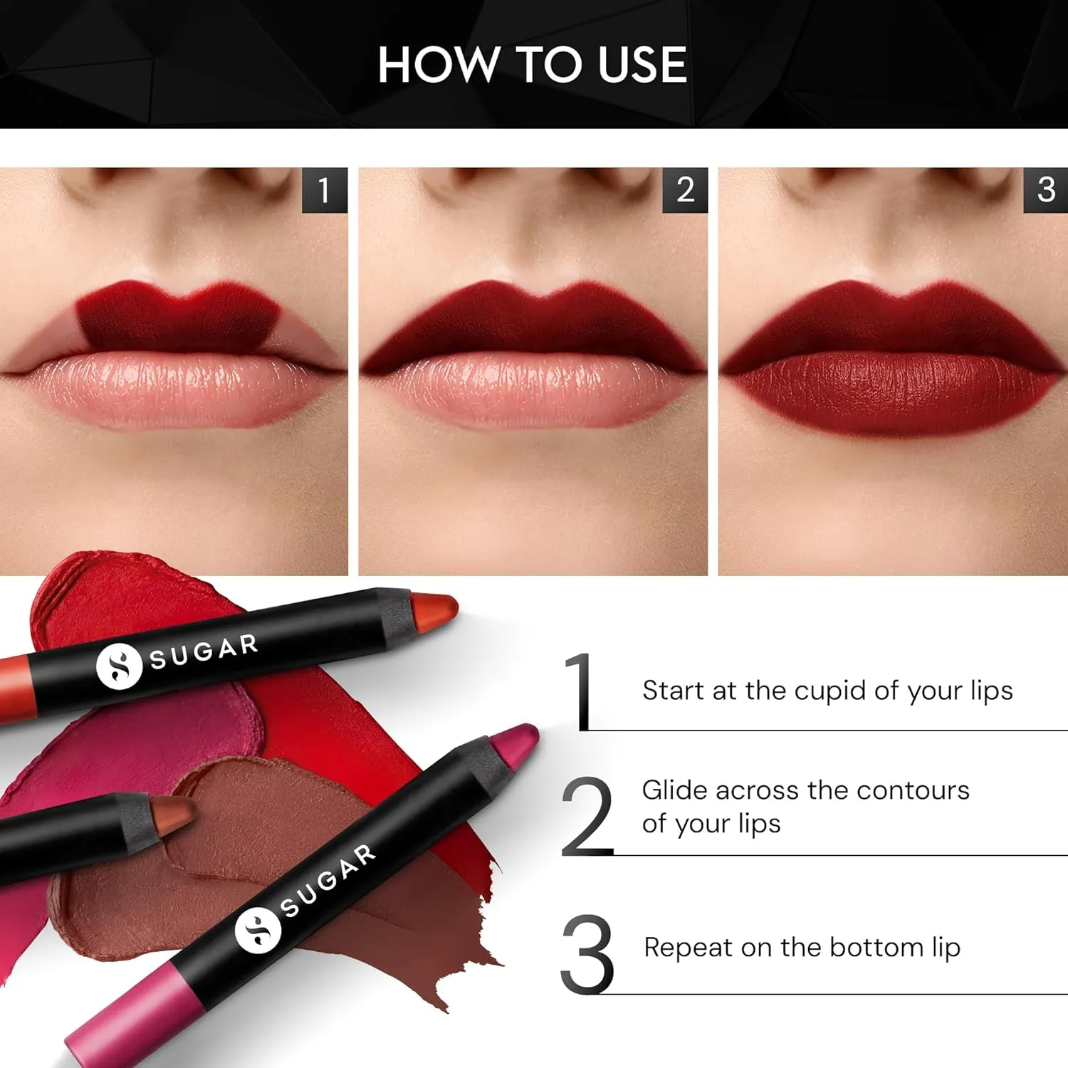 SUGAR Cosmetics Matte As Hell Crayon Lipstick - 01 Scarlett O'hara (Red) with Sharpener Highly Pigmented, Creamy Texture, Long Lasting Matte Finish