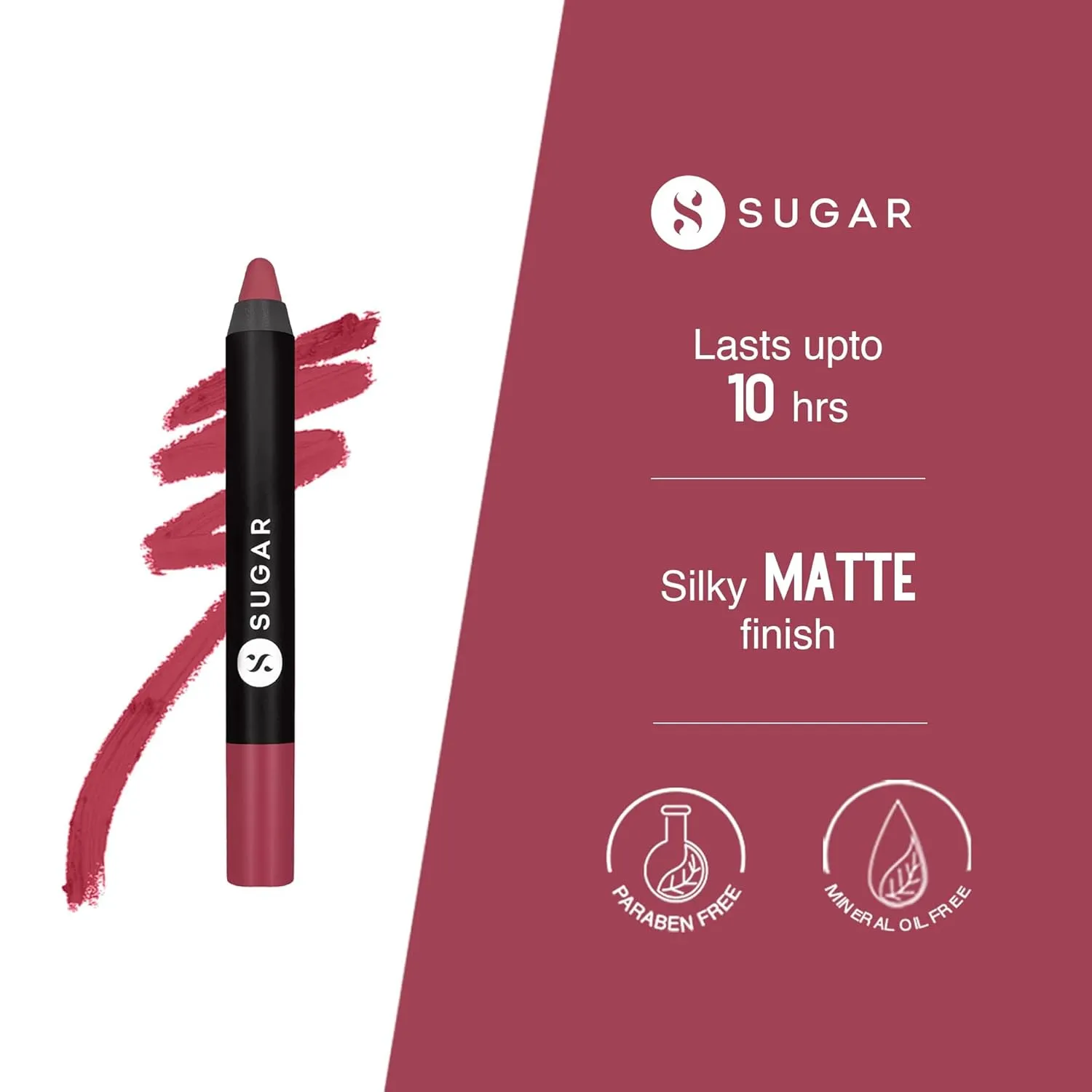 SUGAR Cosmetics Matte As Hell Crayon Lipstick28 Honey Rider (Deep Peach Pink) with SharpenerHighly pigmented, Creamy Texture, Long lasting Matte Finish