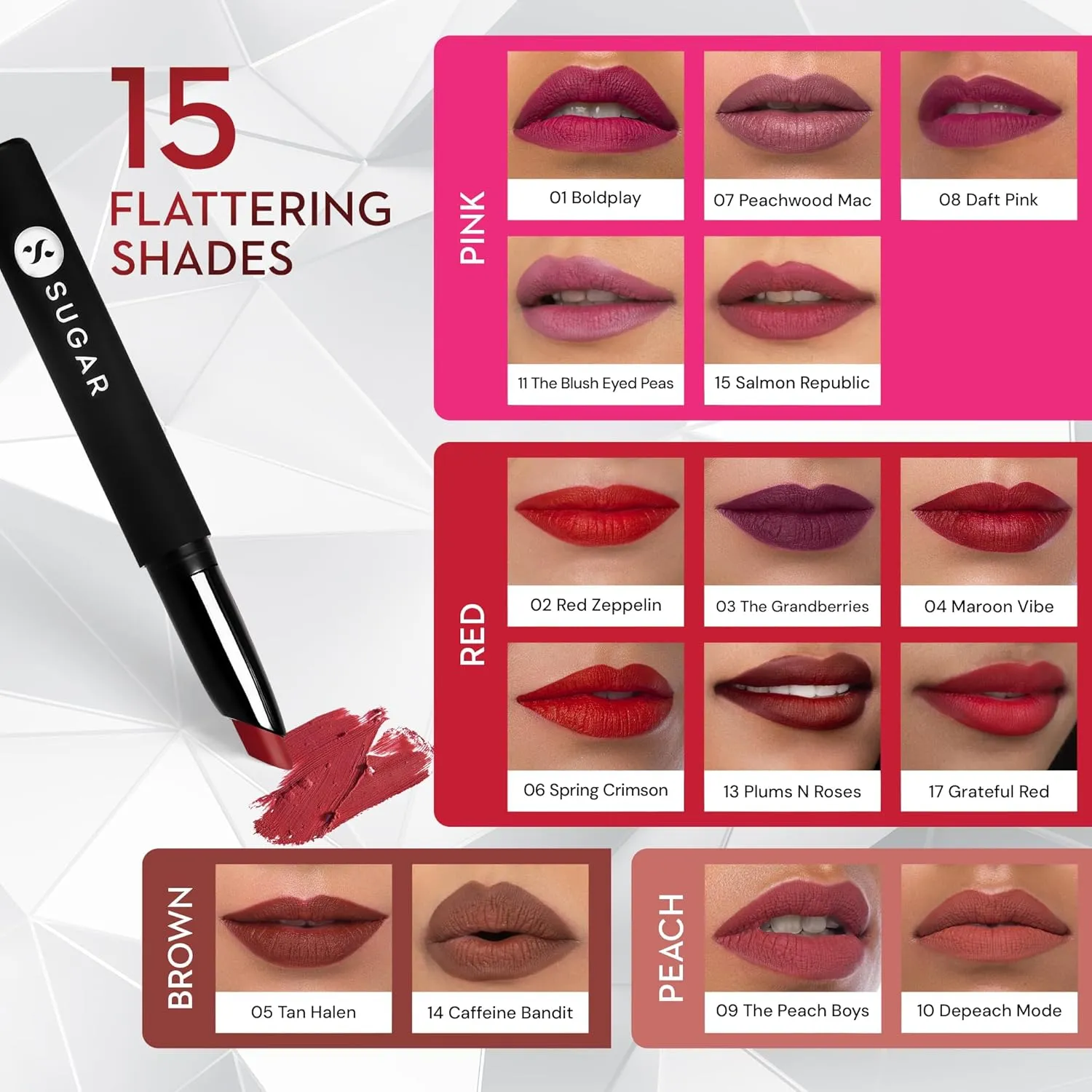 SUGAR Cosmetics Matte Attack Transferproof Lipstick09 The Peach Boys (Midtoned Peach With Hints Of Red And Brown) Moisturiser, Long Lasting, Matte Finish
