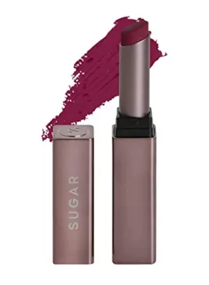 SUGAR Cosmetics Mettle Satin Lipstick - 09 Charlotte (True Blue Red), Red, 2.2 g Super Hydrating, Smoothens Fine Lines