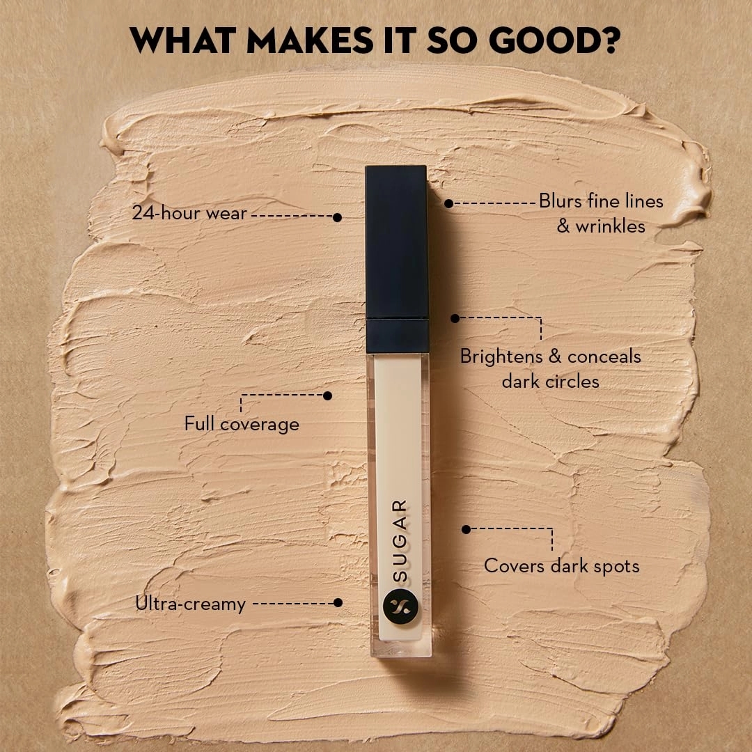 SUGAR Cosmetics Magic Wand Waterproof Concealer - 40 Breve (Medium Beige, Warm Undertone) Full Coverage Waterproof Longwear Formula