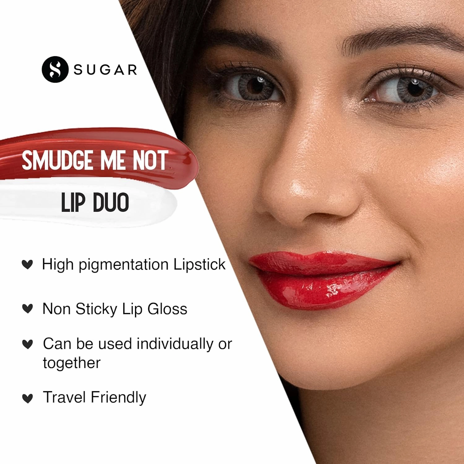 SUGAR Cosmetics Smudge Me Not Lip Duo - 05 Rust Lust (Red Terracotta) 2 In 1 Lipstick, Matte Finish, Glossy Finish, Hydrating Formula
