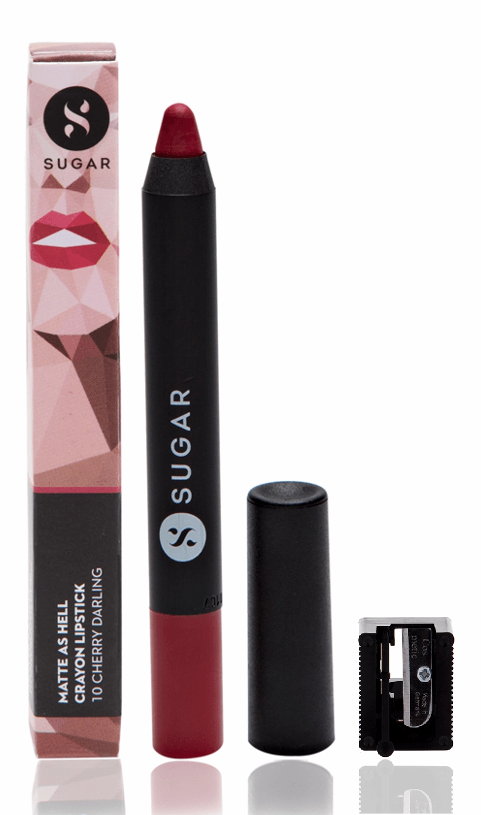 SUGAR Matte As Hell Crayon Lipstick - 10 Cherry Darling (Cherry Red)