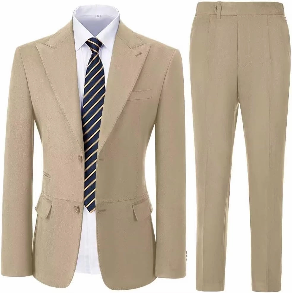 Suit for Men Suede 2 Piece Slim Fit Groomsmen Wedding Formal Tuxedo Suits Casual Velvet Blazer Jacket Dress Pants Sport Coat