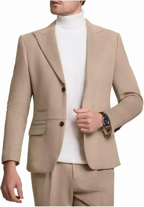 Suit for Men Suede 2 Piece Slim Fit Groomsmen Wedding Formal Tuxedo Suits Casual Velvet Blazer Jacket Dress Pants Sport Coat