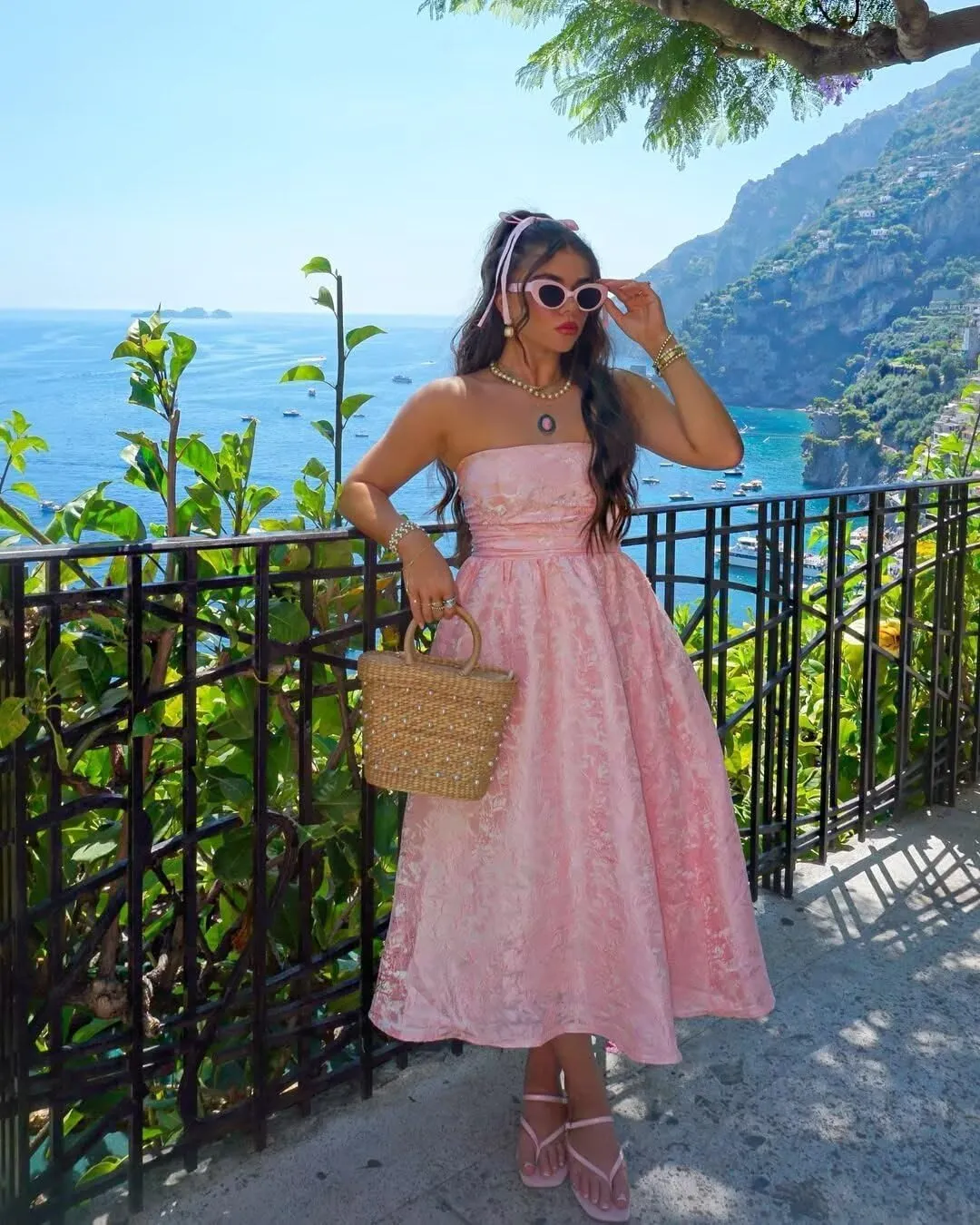 Summer Strapless Jacquard Floral Tulle Homecoming Dresses with Pocket Corset A Line Midi Cocktail Pary Dresseses