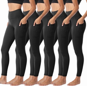 Sundwudu 5 Pack Leggings for Women Tummy Control, Soft High Waisted Black Yoga Pants for Workout Reg & Plus Size