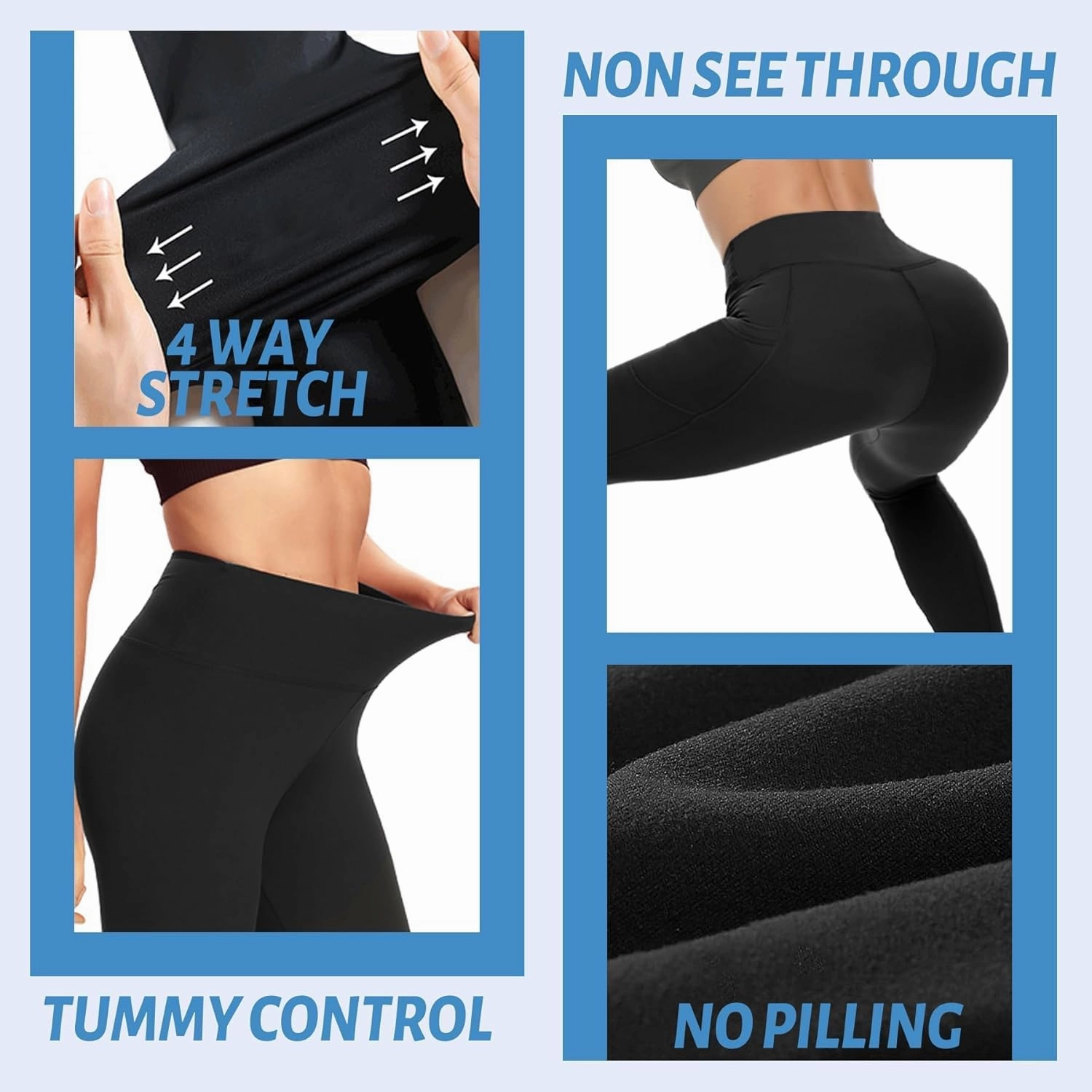 Sundwudu 5 Pack Leggings for Women Tummy Control, Soft High Waisted Black Yoga Pants for Workout Reg & Plus Size