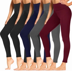 Sundwudu 5 Pack Leggings for Women Tummy Control, Soft High Waisted Black Yoga Pants for Workout Reg & Plus Size