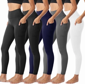Sundwudu 5 Pack Leggings for Women Tummy Control, Soft High Waisted Black Yoga Pants for Workout Reg & Plus Size