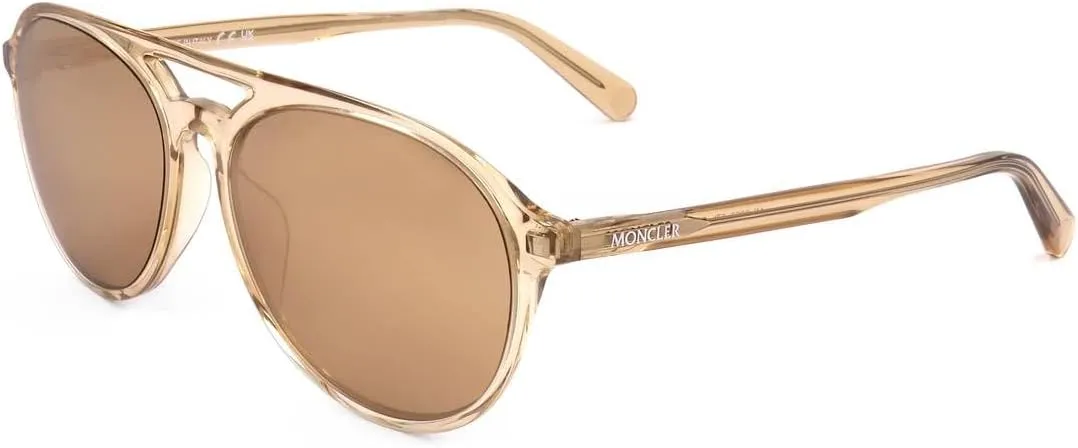 Sunglasses Moncler ML 0228 57L Shiny Transparent Amber/Roviex With Gold Flash
