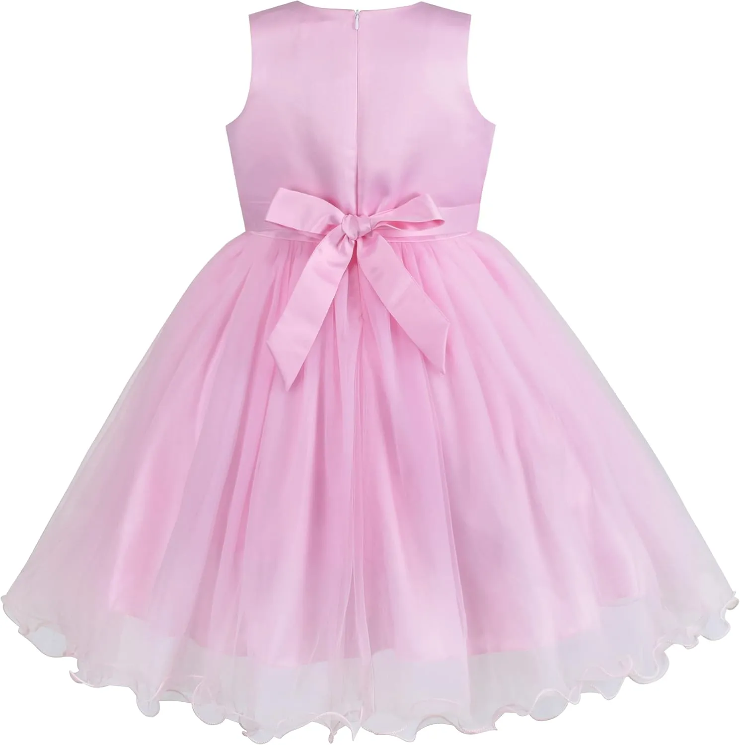 Sunny Fashion Flower Girls Dress White Wedding Pageant Bridesmaid Gown Size 3-10