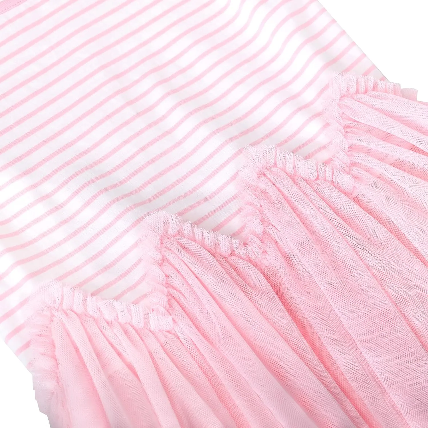Sunny Fashion Girls Dress Pink Sequin Wedding Hi-Low Tulle Skirt Tutu Flutter Sleeve