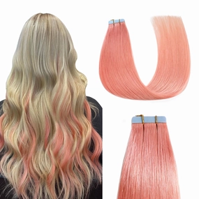 Sunya Tape in Hair Extensions Human Hair #Rose Pink 14 Inch 20g/10Pcs